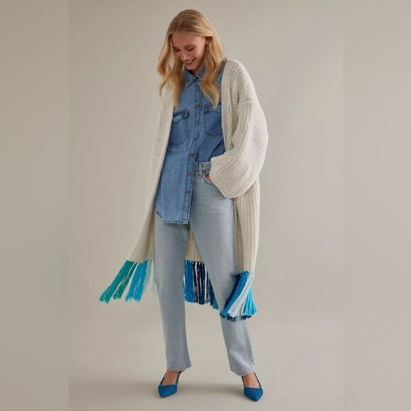 By Anthropologie Multicolor Fringe Duster Kimono - Picture 1 of 5
